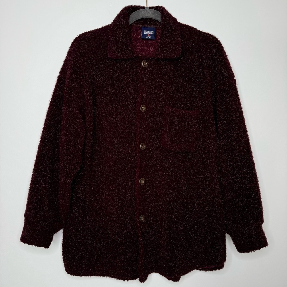 Vintage burgundy wine Sherpa jacket size medium